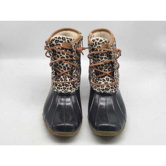 Sperry Top Sider Leopard Print Waterproof Womens Duck Boots STK165468 Size 6M - Picture 2 of 9